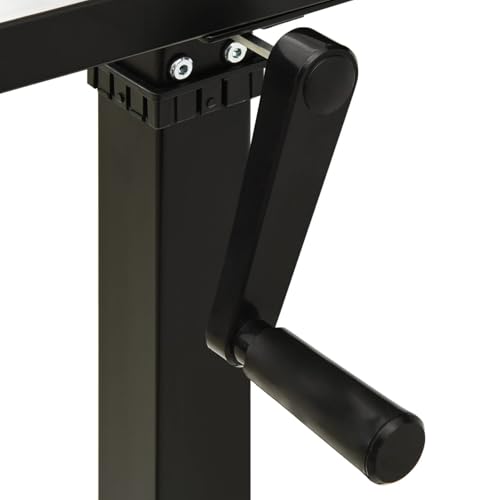 Bopdu Manual Height Adjustable Standing Computer Desk Home Office, Writing Table Gamer Workstation Study Desk Frame Hand Crank Black
