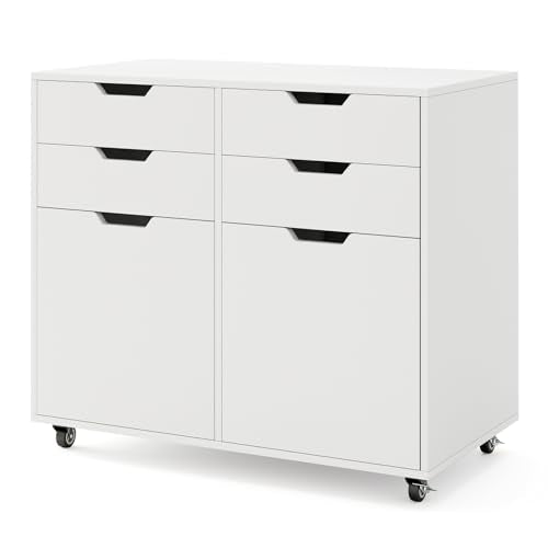 White File Cabinet with 4 Drawers and 2 Doors