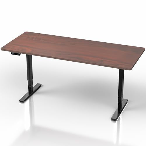 VIVO Dark Walnut 71 x 30 in Standing Desk, DESK-KIT-2E71D - color: Dark Walnut Top / Black Frame, size: 71 x 30 inch