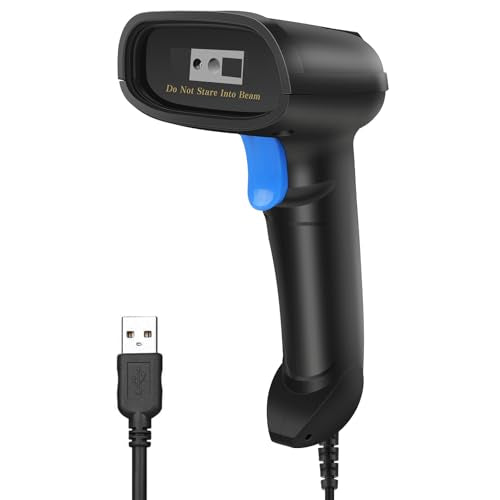 Handheld 1D&2D USB Barcode Scanner, Wired QR Code Scanner PDF417 Data Matrix Bar Code Reader with Long USB Cable for POS Mobile Payment, Convenience Store, Supermarket, Warehouse (TM-10C)
