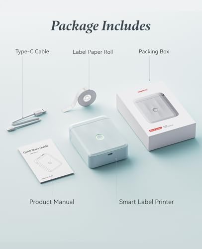 NIIMBOT D110 Upgrade Mini Label Maker, Bluetooth Thermal Printer for Daily - color: Blue, style: Label Machine with 1 Label Tape