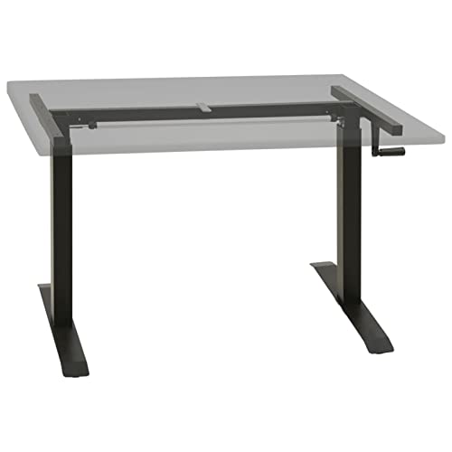 Gecheer Manual Height Adjustable Standing Desk Frame, Hand Crank Black Powder-Coated Steel, for Home Office Workspace, 28.0-44.5 in Height, 23.6 x 63.0 x 44.5 in Dimensions