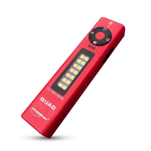 PowerTac Quad 2000 Lumen Flashlight, 4-in-1 Flat Design | USB-C Rechargeable, Multi-Light EDC Light (Red) - color: Red