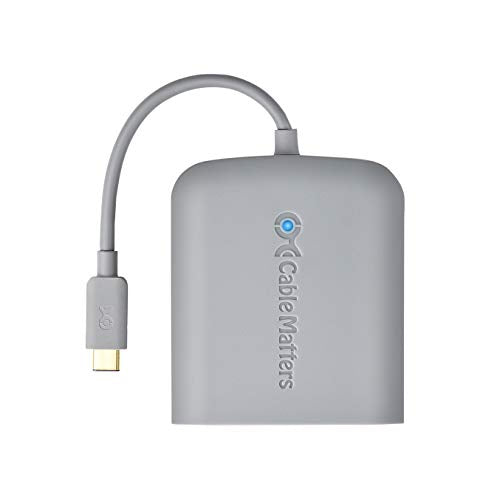 Cable Matters USB C Hub DisplayPort, 4K@60Hz, 60W Host Charging, Gray | 100Mbps Ethernet, 2x USB, Compatible with Thunderbolt 4/Thunderbolt 3 Ports, MacBook Pro - color: Gray