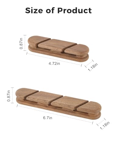 2Pcs Solid Walnut Cable Holder Cord Organizer Adhesive Cable Clips | 2-Slot & 3-Slot, Wood Cable Management for Home, Office, Phone Charging & USB Cables, Desk, Under Desk, Wall, Bedside & Car - color: dark brown-2pcs