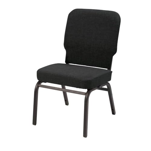 Pemberly Row Big and Tall Armless Guest Chair, 500 lb Capacity, Upholstered Seat, 1 in Square Steel Frame, Black Finish, Stacks 5 High, Durable Reception Seating for Office or Waiting Rooms