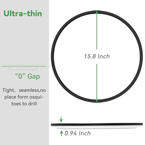 hepside 15.8INCH 2Pack Big Dimmable Flush Mount Ceiling Light Fixture Black, 3CCT 3000/4500/6000K Ceiling Lamp, 36W 4200LM Super Bright Low Profile Light for Bedroom, Kitchen, Bathroom, Hallway - color: Black, size: 15.8Inch-2pack