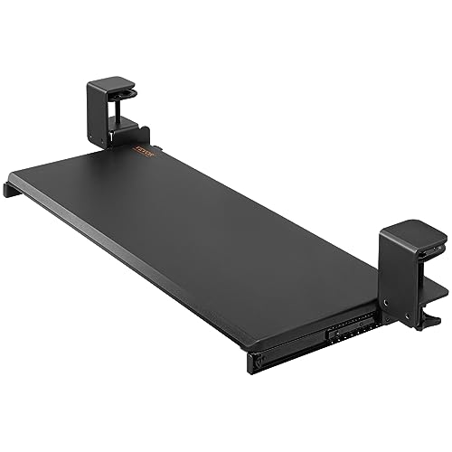 VEVOR Clamp on Keyboard Tray Under Desk, Desk Keyboard Tray Slide Out with Sturdy No-Drill C Clamp Mount, Large 26.8 x 11 inch Slide-Out Computer Drawer for Typing in Home, Office Work - style: C-CLAMP