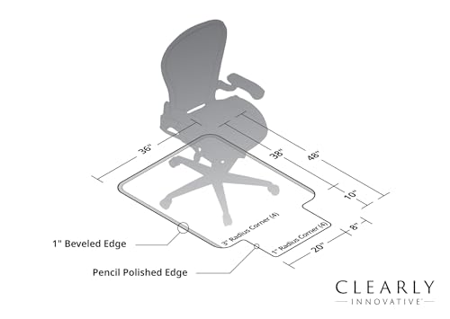 Tempered Glass Chair Mat with Lip for Carpet, 36" x 48" Tabbed, Clear - color: Clear (Standard Clear), size: 36" by 48" Tabbed