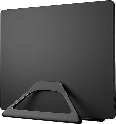Elestoria Aluminum Vertical Laptop Stand with Gravity Auto-Lock – Adjustable Laptop Holder Vertical fits MacBook Pro/Air, Chromebook & Gaming Laptops up to 17.3" – Space-Saving Desktop Dock - Black - color: Black