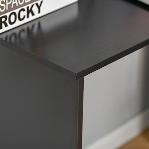 HOMCOM L Shaped Computer Desk 180° Rotating 47.25"x19.75"x 53.75", Black | Corner Desk, Storage Shelves, Drawer, Cabinet, Study Workstation, for Home Office