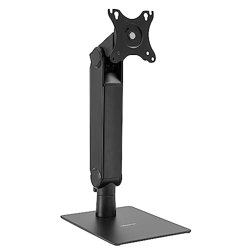 Mount-It! Freestanding Single Monitor Arm 17" to 32", Height Adjustable, Tension Adjustable Spring Mechanism Monitor Stand, Max VESA 100x100, Swivel, Rotation, Instant Height Adjustment, Black