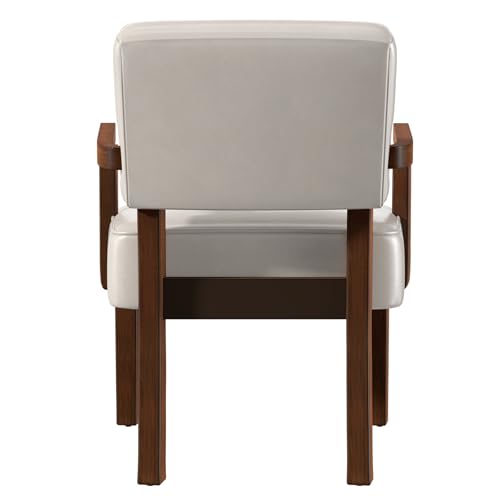 FAGAGA Faux Leather Accent Chair, Mid-Century Armchair with Wood Frame | Upholstered Living Room Chair, Comfy Reading Chair for Bedroom, Waiting Room, Home Office, Easy Assembly, Beige - color: Faux Leather Beige, size: One Chair