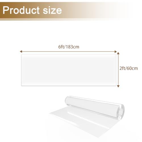 2x6ft Plastic Runner,24"x72" Vinyl Runners for Foors,60 mil Thick Clear Mat Hard Floor,Plastic Rugs Protection for Entryway Hallaway Office - color: Frosted, size: 2' x 6' (Rectangular)
