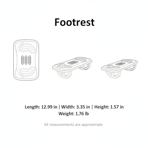 Footrest with Textured Rollers, Rocking Under Desk Foot Rest for Office Home, PP Plastic Leg Support, 13 x 5.3 x 1.6 Inches (1 PC)