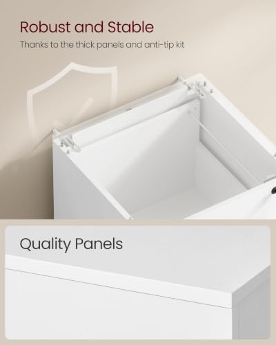 VASAGLE 3 Drawer File Cabinet with Locks, for A4, Letter Sized Documents - color: Cloud White, size: 3 Drawers