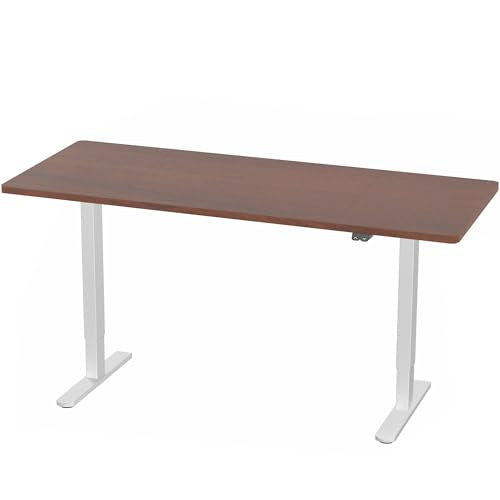 VIVO Dark Walnut 60 x 24 in Standing Desk, DESK-KIT-W06D - color: Dark Walnut Top / White Frame, size: 60 x 24 inch