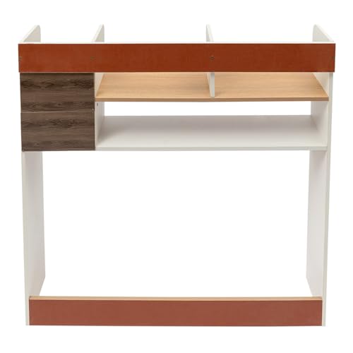 Desk Shelf 3 Tier Multipurpose Desktop Bookshelf with 2 Drawers Desktop Storage Organizer Desk Display Rack for Study Rooms Offices Bedrooms