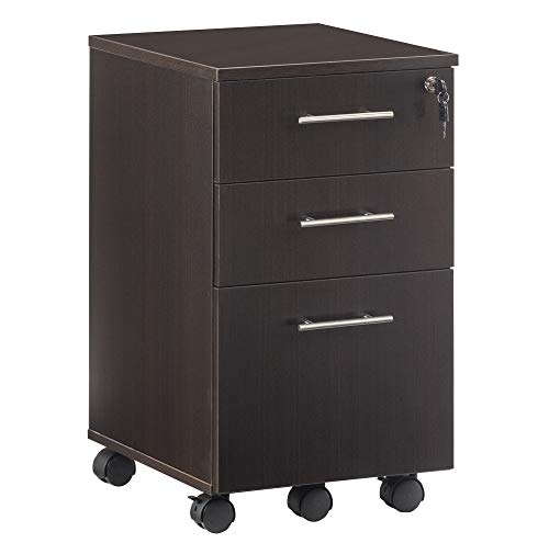 Mayline MNBBFLDC Medina 3-Drawer Lockable Mobile File Cabinet, 26.75"H, Mocha Laminate - color: Mocha, style: 3 Drawers