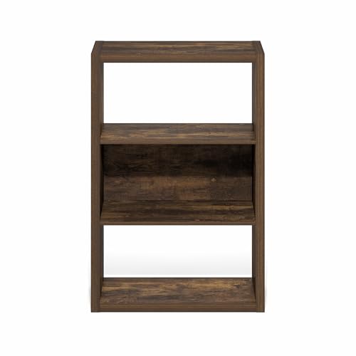 Furinno Viola Book Shelf, 3-Tier Bookshelf, Extra Thick Frame Bookcase with Open Shelf, Open Back Design, 11.3" x 23.2" x 35.9", for Living Room, Bedroom, Home Office, Amber Pine - color: Amber Pine, size: 3-Tier, Thick Frame