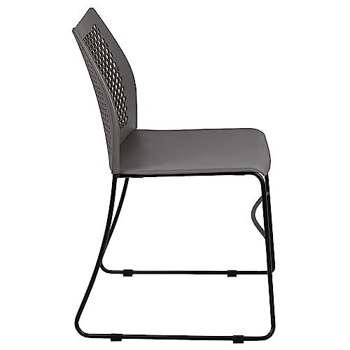 Flash Furniture Hercules Stack Chair with Air-Vent Back, Gray | Sled Base, Powder Coated, 661 LBS. Weight Capacity - color: Grey, size: Set of 1