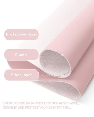 Writing Desk Pad Protector, YSAGi Anti-Slip Thin Mousepad for Computers,Office Desk Accessories Laptop Waterproof Desk Protector for Office Decor and Home (Pink, 35.4" x 17") - color: Pink, size: 35.4" x 17"