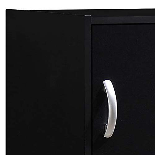 HODEDAH IMPORT 3-Shelf Bookcase Cabinet, Black - color: Black
