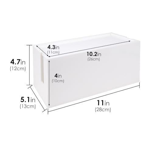 Linkidea Bathroom Cable Organizer Box for Electric Toothbrush & Razor Chargers, Cord Hider Storage Case, Countertop Clutter-Free Vanity Organizer (White)
