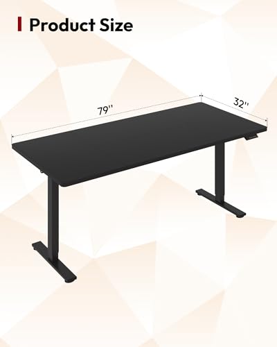 SANODESK 79''x32'' Large Electric Computer Height Adjustable Standing Desk - color: Black Frame+black Top, size: 79x32"