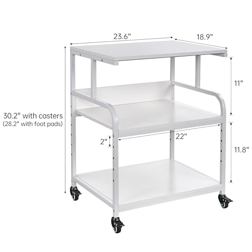 Fannova White Printer Stand Table, 23.6"x18.9"x30" Large Size with Storage - color: White, size: 23.6"W x 18.9"D x 30"H