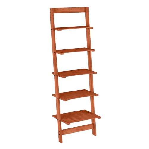 Lavish Home 5-Tier Ladder Shelf, Cherry, 16.25” x 11.5” x 50” - color: Cherry
