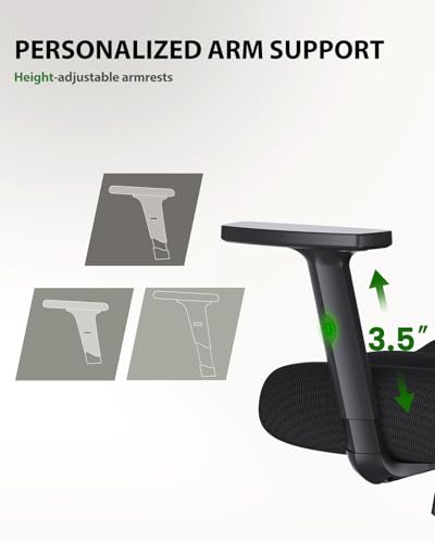 Marsail Ergonomic Office Chair Ergonomic Gaming Chair with Lumbar Support, 2D Headrest, Adjustable Armrests, Contoured Seat Cushion, Desk Chair with Wheels for Home and Office (Dark) - color: Dark