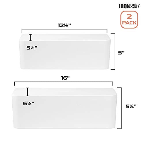 Iron Forge Cable Cable Management Box, 2 Pack - White, Hook & Loop Keepers - color: White