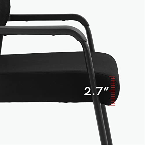 KLASIKA Office Chair No Wheels with Adjustable Mesh Back, Ergonomic Waiting Room Arm Chairs with Thickened Cushion for Desk School Church Guest Reception, 2PK