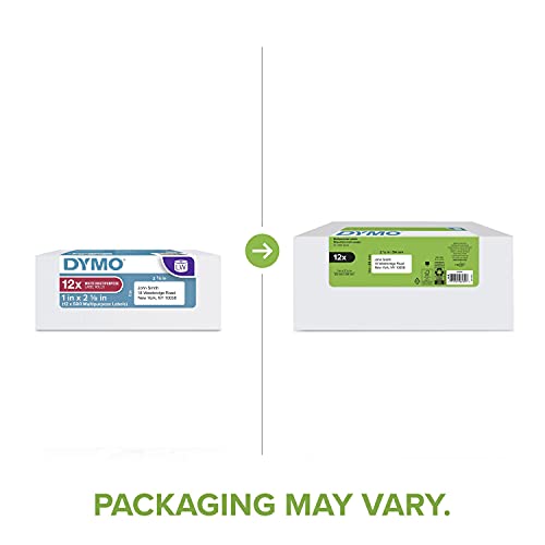 DYMO Authentic LW Multi-Purpose Labels for LabelWriter Label Printers, White, 1" x 2-1/8", 12 rolls of 500 (6000 Total) - size: 12 Rolls