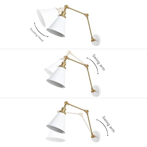 JONATHAN Y Rover 1-Light Wall Sconce 7", White/Brass Gold, Set of 2 - color: White/Brass Gold, size: Set of 2