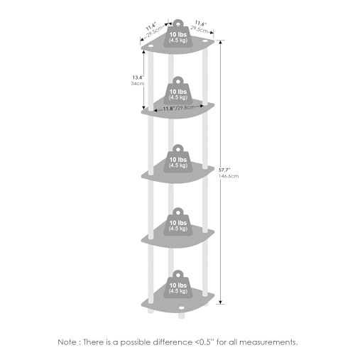 Furinno Turn-N-Tube Toolless Assembly 5-Tier Storage Shelves, Sage Green - color: Sage Green/Black, size: 5-Tier