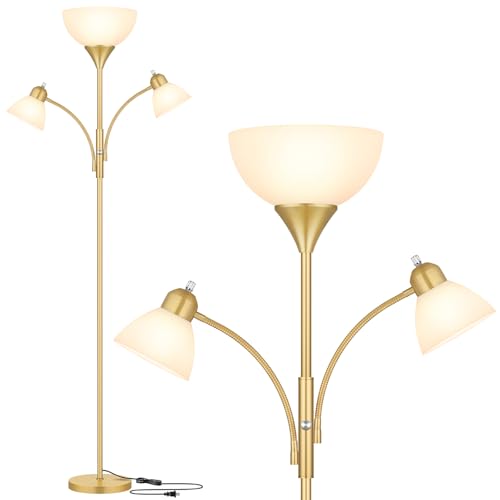 Coucrek Torchiere Floor Lamps for Living Room, 72" Dimmable Reading Lamp - color: Gold