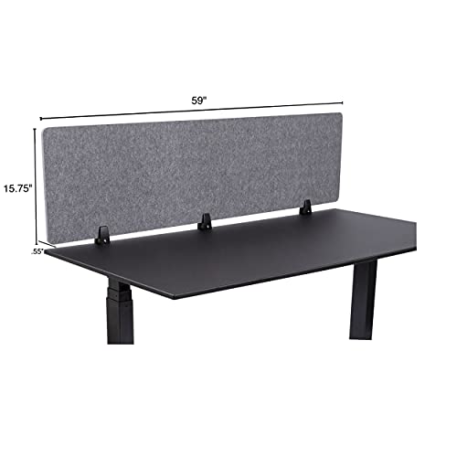 Stand Up Desk Store ReFocus Raw Clamp-On Acoustic Desk Divider Mounted Privacy Panel to Reduce Noise and Visual Distractions (Castle Gray, 59" x 16") - color: Castle Gray, size: 60" X 16"