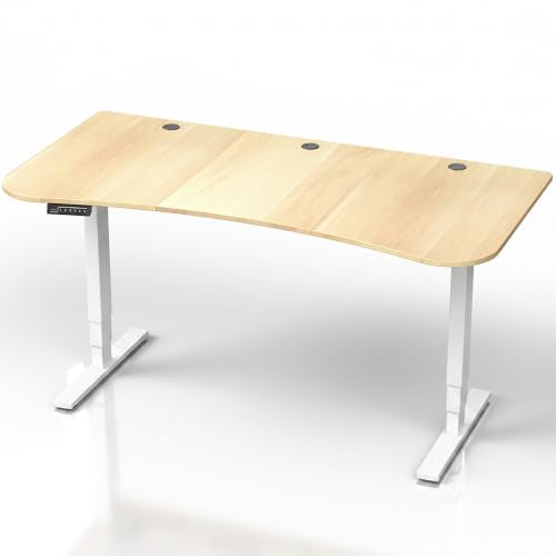 VIVO Light Wood 63 x 32 in Standing Desk, DESK-KIT-2EWC - color: Light Wood Top / White Frame, size: 63 x 32 inch
