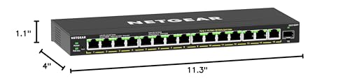 NETGEAR 16-Port PoE Gigabit Ethernet Easy Smart Managed Switch (GS316EPP) - size: 16 Port, PoE+ 231W