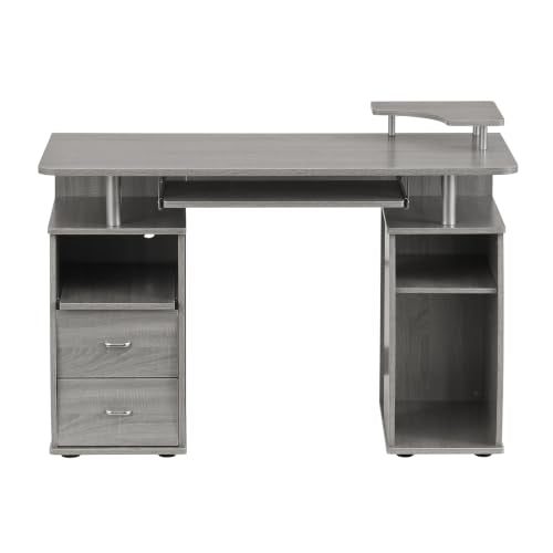 Techni Mobili 47" Computer Desk w/Drawers, Storage & Printer Shelf, Grey