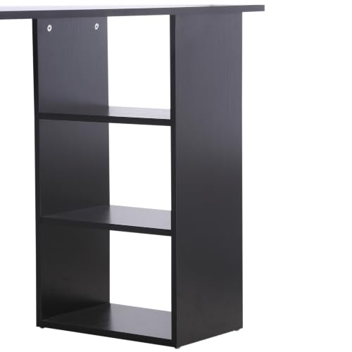 HOMCOM Computer Desk with Drawers, 47" Home Office Desk with Storage, Black - color: Black