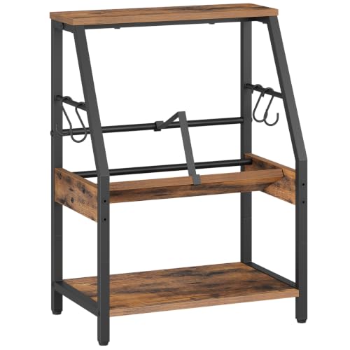 HOOBRO Desk Shelf, 3-Tier Desktop Bookshelf, Tabletop Organizer Storage - color: Rustic Brown