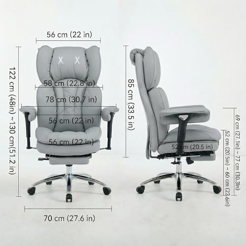 Big & Tall Office Chair, 400lbs Executive Chair with Footrest, Gray - color: Grey