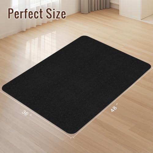 Wansimoo Office Chair Mat for Hardwood and Tile Floor, 36"x48" Floor Mat, Heavy Duty Computer Gaming Chair Mat, Anti-Slip, Non- Curve, Desk Chair Mat, Floor Protector for Home Office(Black) - color: Black, size: 36*48''