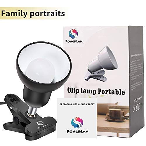 RONG&LAN Clip lamp,360° Rotation Clip on Lamp Portable Book Reading Light,Clamp on Desk/Table/Bunk Bed/Cupboard Home Lighting, (Desk lamp,Seven Colors for Your Choice) (White,2) - color: White,2