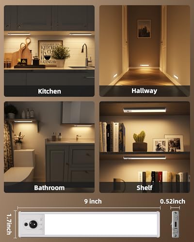 EZVALO Under Cabinet Lighting with Charging Station, Rechargeable Motion Sensor Light Indoor, Dimmable Closet Lights Wireless, 3000K, Motion Activated Under Counter Lights for Kitchen,Pantry(3 Pcs) - color: Warm White