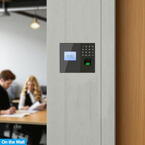 Biometric Time Clocks for Employees- No Monthly Fees - Time Punch Machine for Small Business - Fingerprint/Card/Password Attendance Systems with Power Plug - Easy Reporting