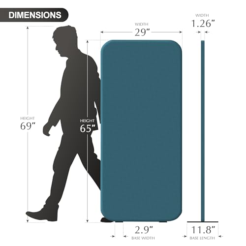 DECOLAB Freestanding Room Partition, Indoor Privacy Panel 29"x65", Sapphire - color: Sapphire